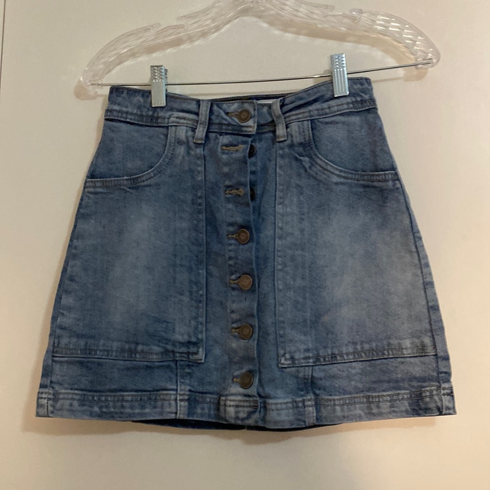 Denim Button Down Skirt | Size S